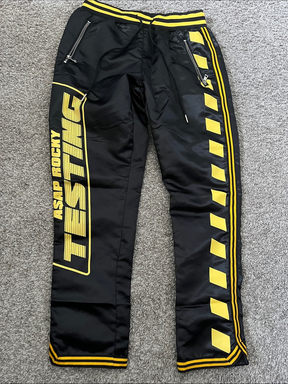 ASAP Rocky Black & Yellow Testng Track Joggers